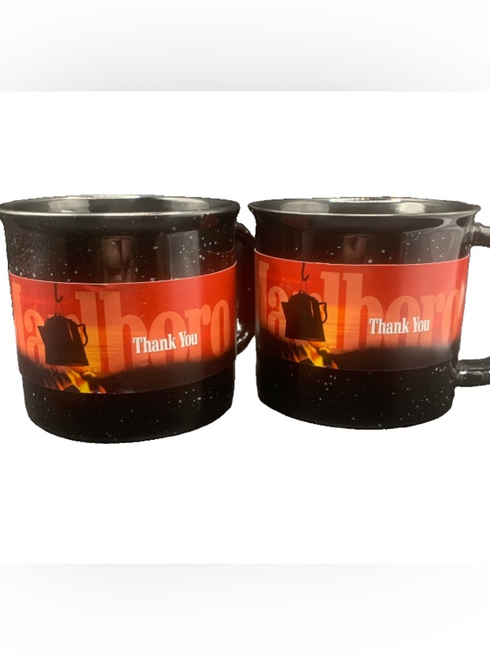 Vintage NOS Phillip Morris 2001 Marlboro Miles Speckled Black Cup Lot of 2